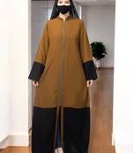 Multicolor front open abaya with metal zipper