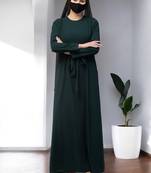 Green a line abaya with pockets in firdaus