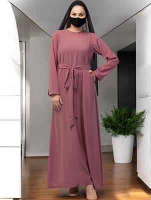 Pink a line abaya with pockets in firdaus 1