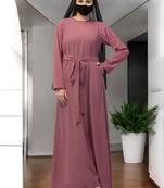 Pink a line abaya with pockets in firdaus