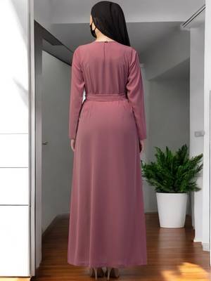 Pink a line abaya with pockets in firdaus 2
