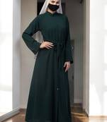 Green front open abaya in firdaus  with pockets