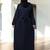 Navy-blue front open abaya with kimono sleeves & belt