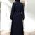 Navy-blue front open abaya with kimono sleeves & belt