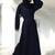 Navy-blue front open abaya with kimono sleeves & belt