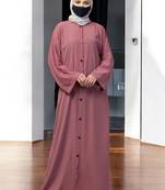 Pink front open abaya with kimono sleeves