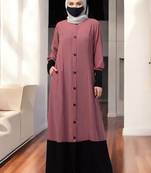Pink dual color- front open abaya with cuffs