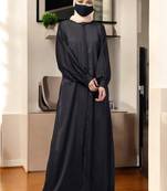 Black front open  nida abaya with cuff & placket
