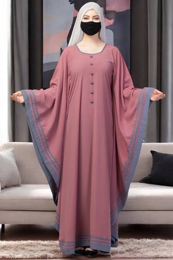 Multicolor elegant kaftan abaya with contrast striped borders