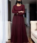 Purple multi layered- maxi dress with elasticated sleeves