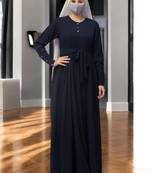 Navy-blue abaya dress with buttons on yoke and sleeves-falls loose from chest
