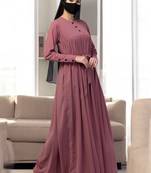 Pink abaya dress with buttons on yoke and sleeves-falls loose from chest