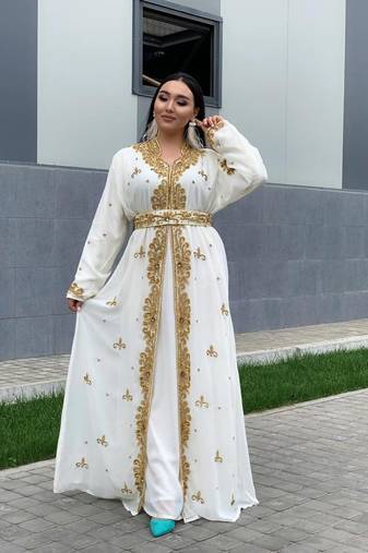 SALE New Wedding Moroccan Dubai Kaftan Arabic Abaya Dress Very Fancy Long Gown 