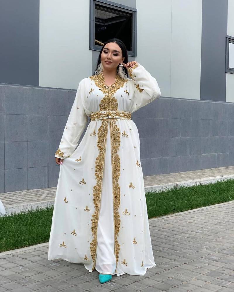 SALE New Wedding Moroccan Dubai Kaftan Arabic Abaya Dress Very Fancy Long Gown 