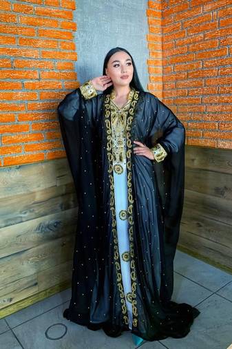 SALE Luxury Bedded Crystal Work Moroccan Dubai Kaftans Wedding Bridesmaid Dress