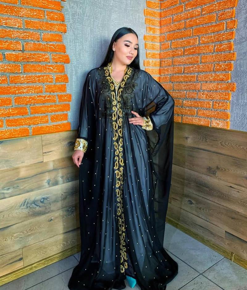 SALE Luxury Bedded Crystal Work Moroccan Dubai Kaftans Wedding Bridesmaid Dress