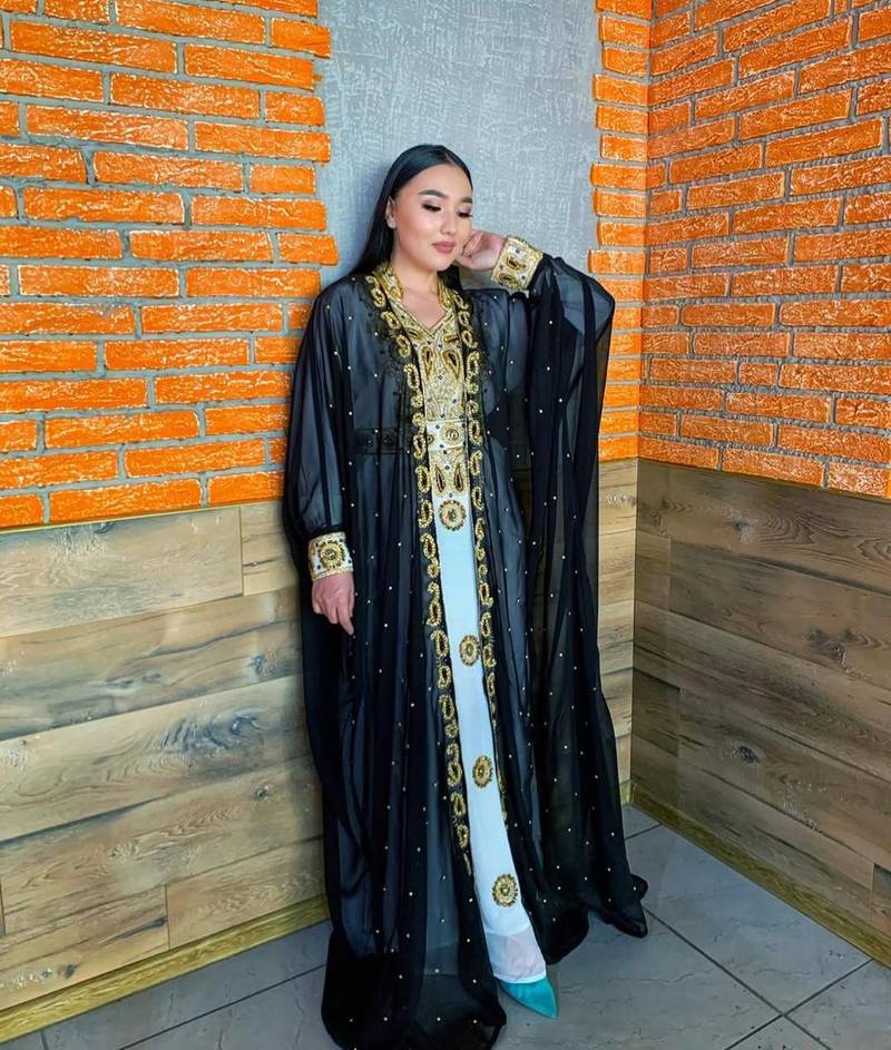 SALE Luxury Bedded Crystal Work Moroccan Dubai Kaftans Wedding Bridesmaid Dress