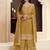 Yellow embroidered chinon semi stitched palazzo suit
