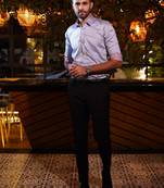 Lavender pintex luxury satin designer shirt for men