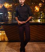 Black pintex luxury satin designer shirt for men