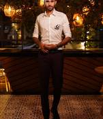 Pista green embroidered luxury satin designer  shirt for men