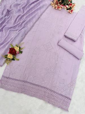 Purple embroidered cotton pakistani salwar suit 3