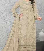 Green embroidered cotton semi-pakistani salwar suit