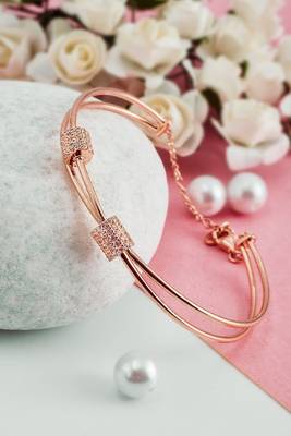 Rose gold  sterling silver alligned kada 1