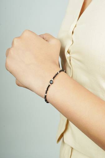 Silver black evil eye twinkle bracelet