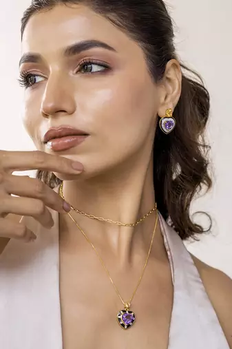 Purple sterling silver earrings
