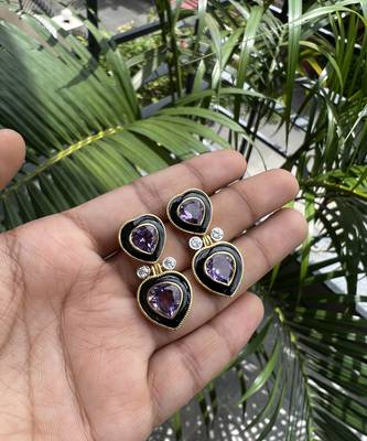 Purple earrings with sterling silver base 3