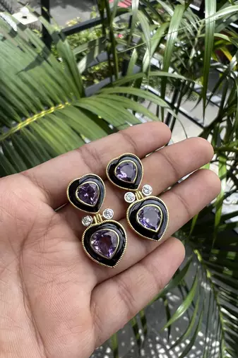 Purple earrings with sterling silver base