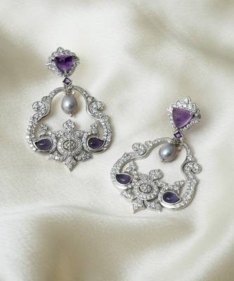 Silver studded jewellery rhodium plated sterling earrings 1