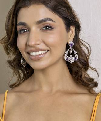 Silver studded jewellery rhodium plated sterling earrings 2
