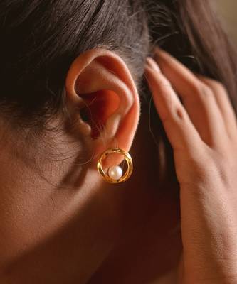 Gold sterling silver studded earrings 1