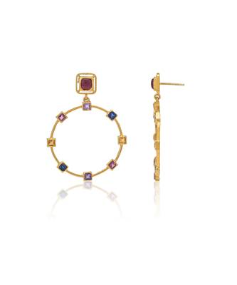 Multicolor sterling silver studded earrings 2