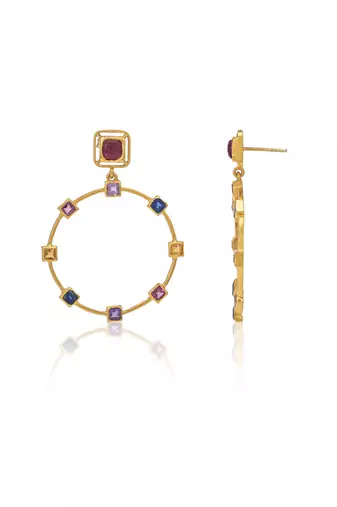 Multicolor sterling silver studded earrings