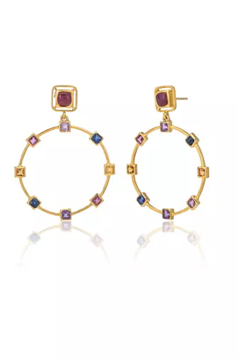 Multicolor sterling silver studded earrings