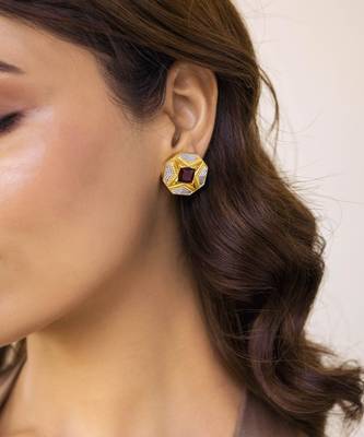 Gemstone studs with gold plating 2