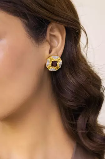 Gemstone studs with gold plating