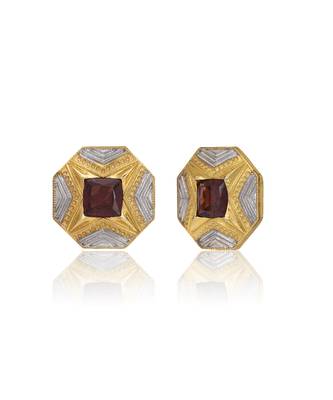 Gemstone studs with gold plating 3