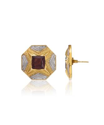 Gemstone studs with gold plating 4
