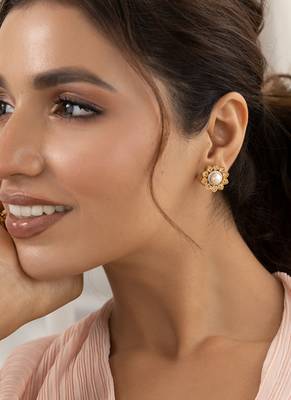 Gold earrings with sterling silver base 1