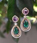 Green sterling silver earrings with gold base