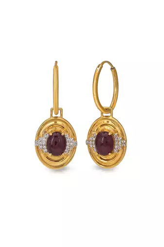 Gold ruby charm  sterling silver earring