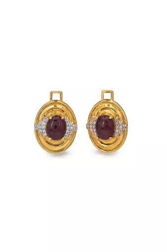 Gold ruby charm  sterling silver earring