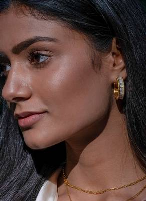 Yellow gold plated sterling silver earrings 1