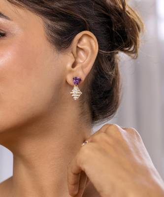 Purple sterling silver studded jewellery earrings 1