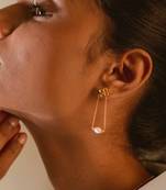 Gold pearl drop earrings