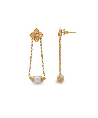 Gold pearl drop earrings 2